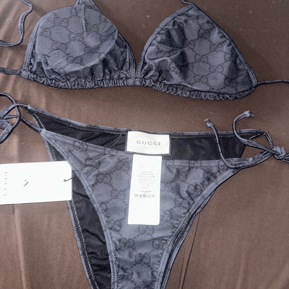 Gucci Women's Black GG Logo Triangle Bikini Set